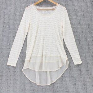 A'reve By Anthropologie Lace Tunic Top Womens Small S Beige Casual Lightweight